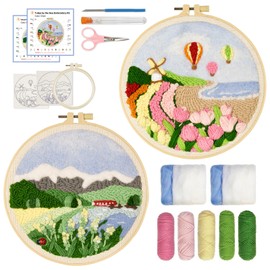 embroidery kit for beginners,punch needle kits,punch needle kits adults beginner,punch needle kit for beginners, Includes all tools and materials,easy to follow instructions and videos(landscape)