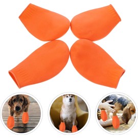 Dog Rubber Boots Small Dog Shoes Dog Boots, Rubber Rain Shoes Dog Boots 4Pcs Paw Protection for Dogs for Pet Cat Dog Dog Boots Dog Breathable Boots (Orange, L)