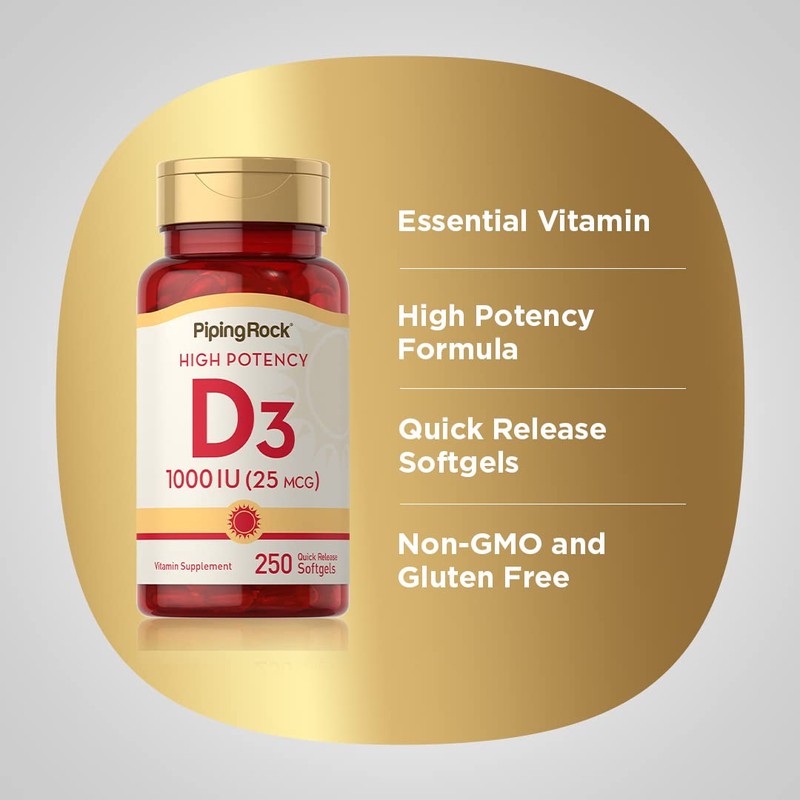 Piping Rock Vitamin D3 1000IU | High Potency (25 mcg)