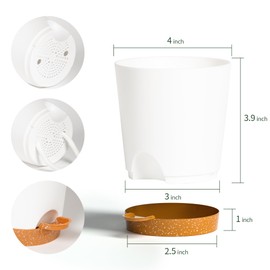 Lotyeter 4 inch Small Plant Pots for Outdoor Indoor Plants, 10 Pack Planters with Drainage Holes and Tray, Small Self Watering Pots for Succulent,Cactus, Aloe and Other Plants. (White)