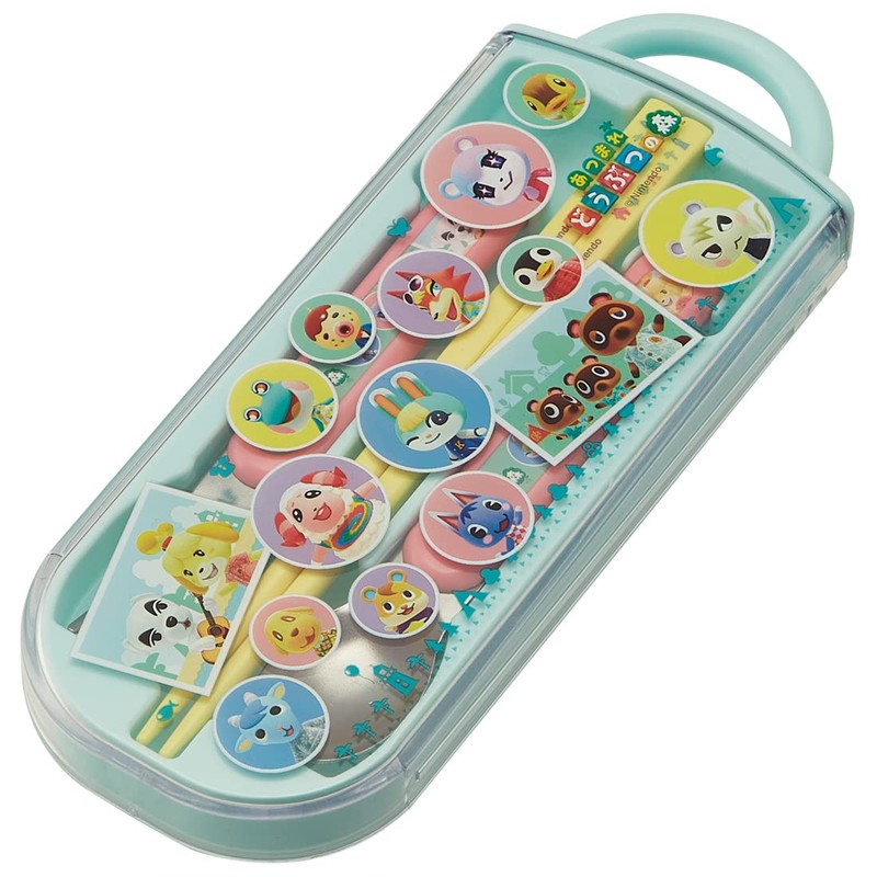 Skater TACC2AG-A Trio Set, Chopsticks, Spoon, Fork, Tumbled Animal Forest