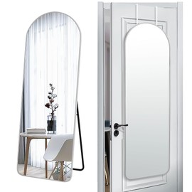 SCWF-GZ 57x20 Door Hanging Full Length Mirror, Floor (Height 5.7ft just Body in1.3ft) Wall Mounted Metal Frame Arch Dressing Mirrors for Bedroom Bathroom Living Room 57 inch Silver