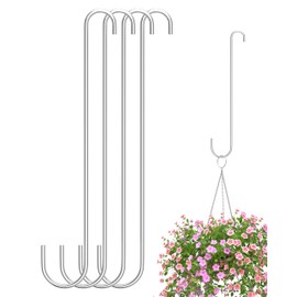 iBorn 12 Inch Extension S Hooks Stainless Steel S Hooks, Heavy Duty S Hook for Hanging Bird Feeders, Flower Basket, Plants, Lanterns, Windchimes, 4 Pack