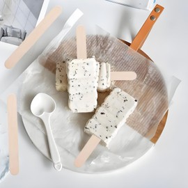 jatimdotin Pack of 50 Wooden Ice Sticks 15 x 1.8 cm Wooden Sticks for Crafts, Ice Sticks Wooden Spatula, Wooden Spatula for Cosmetics, Waxing, Wooden Spatula, Craft Accessories