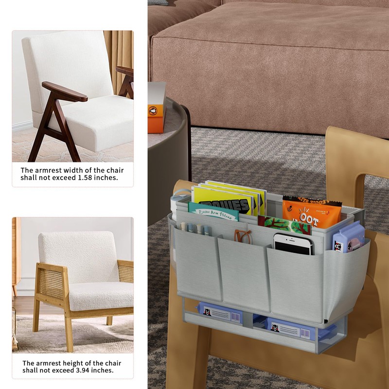 Frjjthchy Bedside Caddy Bedside Organizer,Bed Caddy with 11 Pockets and