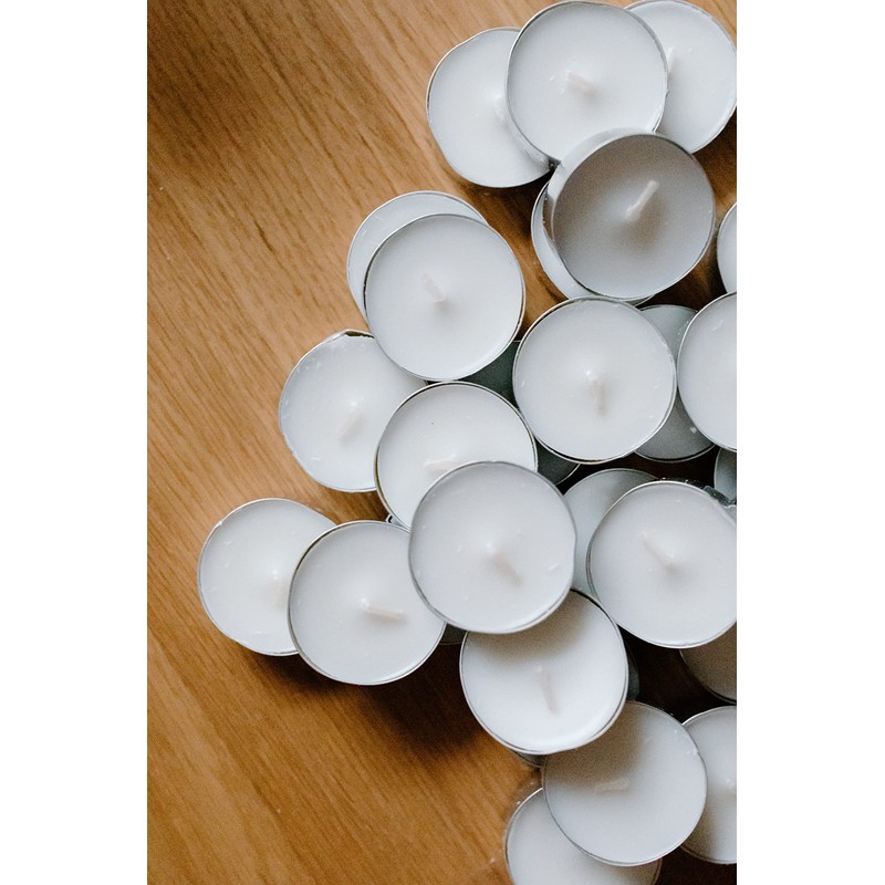 PRITOGO Tea lights, white, 38 x 12 mm, soot-free, burning