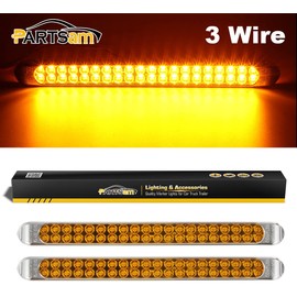 Partsam Submersible 17" Inch Thin Amber Led Turn Signal Light Bar 40 LED Sealed Utility Trailer Truck RV Led Marker Clearance Identification Light Bar w/Chrome Bezel (Pack of 2)