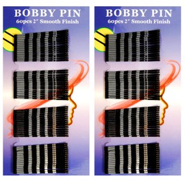 Bobby Pins Black, 2 Inches Smooth Finish Bun Hair Pins Clips for Women Girls Kids Great for All Hair Types (120 Count, Black)