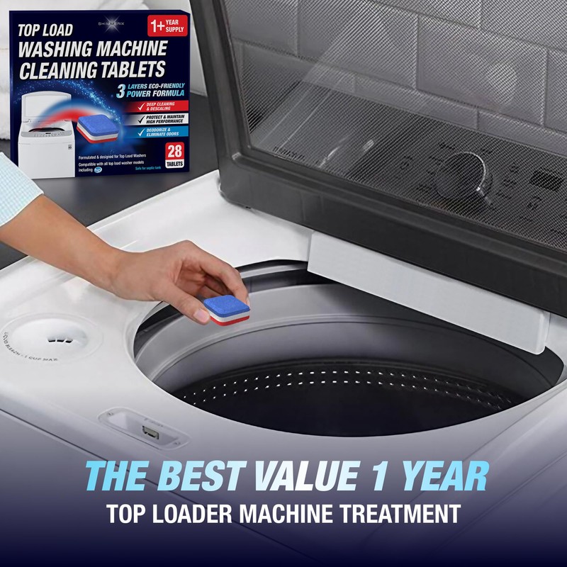 Washing Machine Cleaner Tablets 28 Pack for HE Top Load