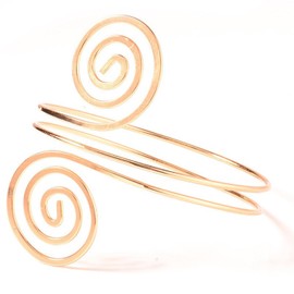 Arras Creations Fashion Spiral Metal Upper Arm Cuff Bracelet Armband for Women / AZMIABA07 (Gold Tone)