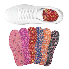 LMHCISO 6 Pairs No Show Socks Inner Soles for Women,Barefoot Sockless Shoe Inserts,Anti-Odor Non Slip,Washable,Multi Floral Print,Size 6-9