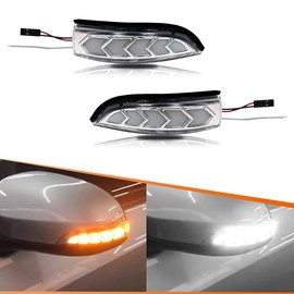ADIIL Clear Dual Colors White/Amber Side Mirror Indicator Lights Sequential LED Dynamic Turn Signal Lights For 2013-2018 Toyota Avalon，2014-2019 Toyota Corolla，2012-2019 Toyota Prius C