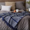 DII Navy Stripe Homespun Woven Throw, 50x60" with 2.5" fringe,