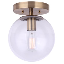 Canarm Camilo IFM1029A08GD-CL Flush Mount - Gold Finish, 1-Light, Clear Glass, 60W Type A15, 8" W x 9.5" H, Sleek Design for Hallways, Bedrooms