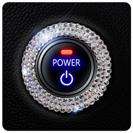 Murimt Bling Car Accessories for Wowen,Car Engine Start Stop Button Cover, Shiny Crystal Rhinestone Cover Protection Ring(White)