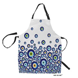 HGOD DESIGNS Eyes Kitchen Apron,Blue Turkish Evil Eye Bead Pattern (2) Kitchen Aprons For Women Men For Cooking Gardening Adjustable Home Bibs,Adult Size