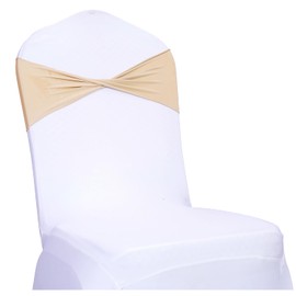 MDS Pack of 250 Spandex Chair Sashes Bows Elastic Stretch Dining Chair Bands Ties Without Slider Buckle Universal fits for Wedding Baby Shower Birthday Party Banquet Event Decoration - Champagne Gold