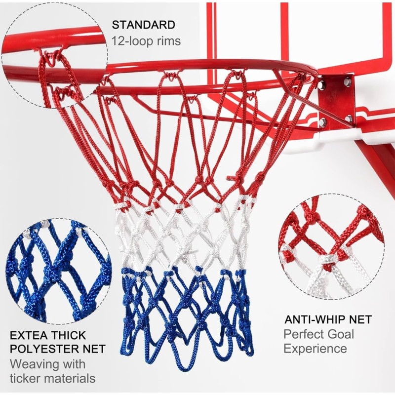 Standard Basketball Net, Durable Nylon, Thick Thread, Three Colours