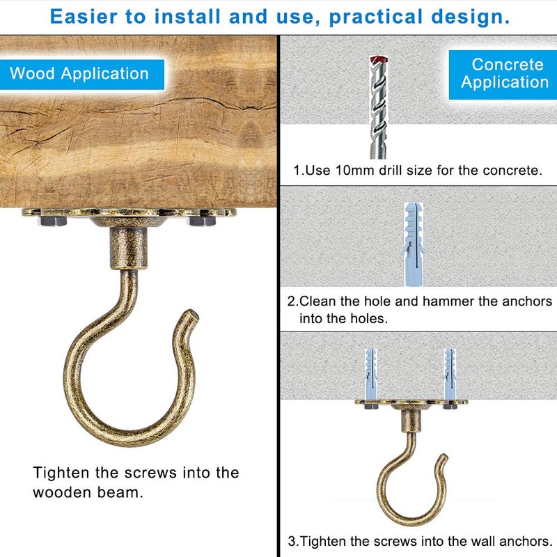 Dolibest Wall Mount Ceiling Hooks,Plant Hooks for Ceiling Metal Plant