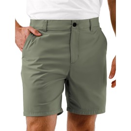 Mens Golf Shorts 7 Inch Inseam, Quick Dry Stretch Casual Lightweight Stretch Flat Front Hybrid Men's Golf Shorts for Men 36 Palegreen