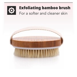 H&S 2pcs Body Brush Dry Skin Bath Shower Brush Back Scrubber Natural Bristles Exfoliating Cellulite Brush Bamboo Wood