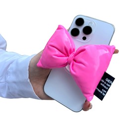 YOEFJYPT Pink 360-degree Rotating Mobile Phone Handle Stand, Retractable Folding Mobile Phone Handle Stand, for Smartphone Tablet Mobile Phone Accessories, Bow airbag Mobile Phone Handle Stand