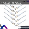 JAVEX 6A RJ45 [blindado doble, 10GB] cable Ethernet, color negro/blanco,