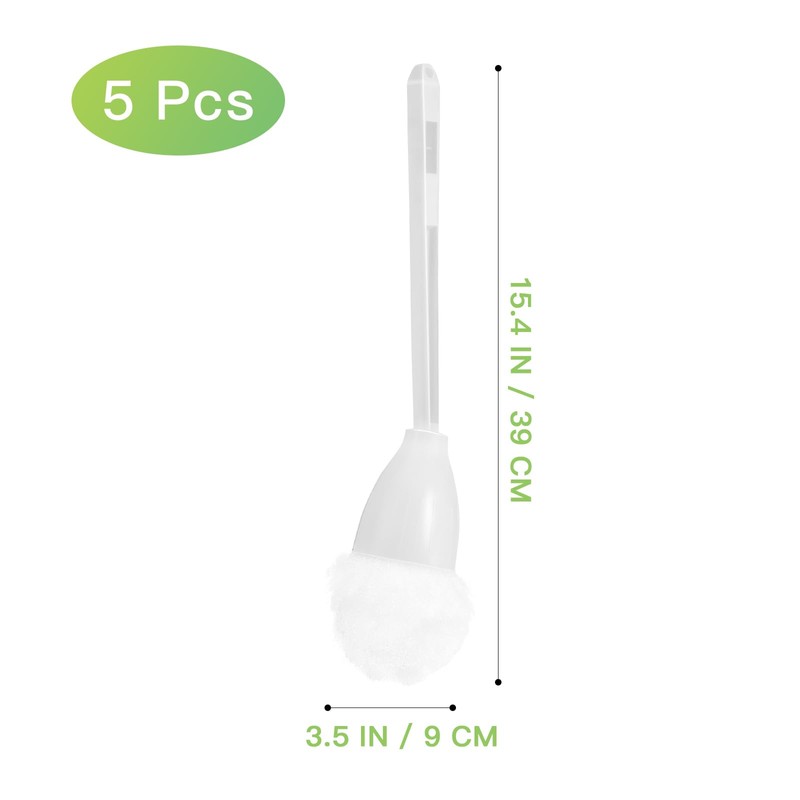 Tofficu 5Pcs Soft Toilet Bowl Brush, White, Polypropylene