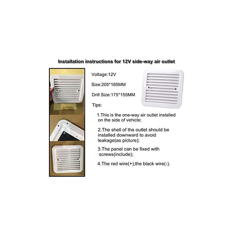 MASO 12V One-Way Silent Cooling Fan Side Exhaust Port Air