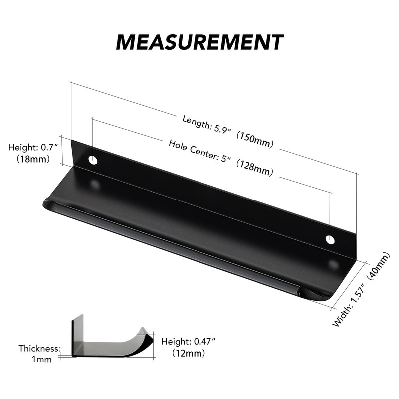 Ravinte 5 Pack Finger Pulls for Cabinets 128mm/5 Hole Center