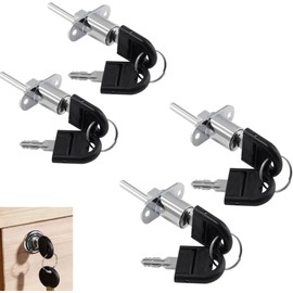 Cerradura de Émbolo para Cajón con Llave, 42 mm x 39 mm, Plateado, 4 Piezas