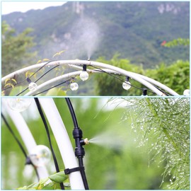 Misters for Outside Patio, LOHASV9 Misting Cooling System Pre Assembled 30FT Misting Line + 9 Brass Mist Nozzles + Brass Adapter(3/4") Outdoor Mister for Patio Garden Greenhouse Backyard