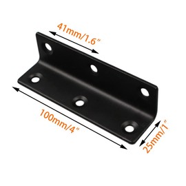 L Brackets, 4PCS Corner Brace Angle Bracket, Superior Stainless Steel, 4'' x 1'' M, 2mm Thickness, Wood Shelf, Furniture, Cabinet Corner Brace with Screws (Black)