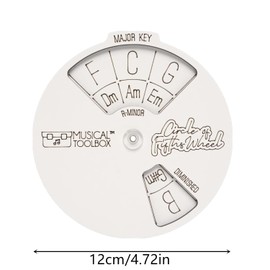 Wooden Melody Tool, Round Wooden Melody Chord Tool of Fifths Wheel, Guitar Chords Tool Accessories, Learning Tool for Guitar, Bass, Piano, Violin, Musicians, Songwriters (White)