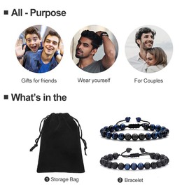 Gifts for Husb&Mens Bracelet Beads, Natural Black Lava Rock Stone Yoga Mens Anxiety Bracelets, Adjustable Aromatherapy Essential Oil Diffuser Healing Bracelet Mens, Womens Gifts for Husb&from Wife