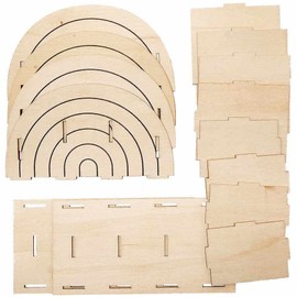 Baker Ross FC775 Rainbow Wooden Pen Pot Kits - Pack of 2, Wood Crafts Stationery Storage for Kids, Arts and Crafts for Kids