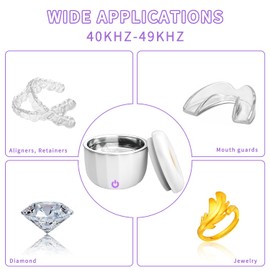 Portable Ultrasonic Retainer Cleaner,Cleans with just water,42kHz Mini Cleaning Machine for all Dental Appliances,Jewelry,Diamonds,Aligner,Whitening Trays,Night Dental Mouth Guard(2024 Upgraded)