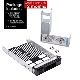 mveohos 3.5" SAS/SATA Hard Drive Tray Caddy with 2.5" HDD Adapter SSD SAS SATA Bracket for Dell Poweredge R320, R420, R720, T320, T420, T620 Servers F238F with Screws