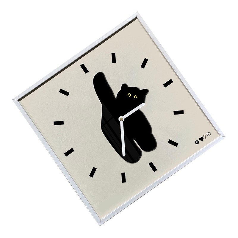 Wall Clock Innovative Nordic Style Cute Cat Pattern Silent Prevents