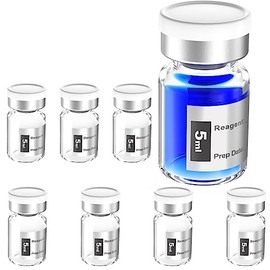 Biomed Solutions Empty Sterile Vial Sealed with Butyl Rubber Stopper and Flip Top Closure,Type 1 Borosilicate Glass Tubing,Individually Packed (5mL 8Pcs Clear)
