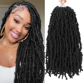 18 Inch Butterfly Locs Crochet Hair 8 Packs Crochet Butterfly Locs Hair Pre-looped Distressed Faux Locs Crochet Braids Hair (18Inch 8Packs, 1B)