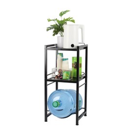 KCGANI 5 Gallon Water Bottle Holder with Storage Shelves, 3 Tier Water Cooler Jug Rack Water Bottle Organizer, Heavy Duty Water Jug Holder Water Jug Rack for Kitchen Living Room Office, Black