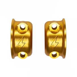 TDZ Lightning Logo Brake Clutch Perch Half Clamps for Harley Sportster, Softail, Dyna, Touring, Road Glide, Street Glide (Gold)