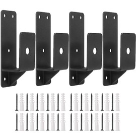 Ohiyoo 4 Pack Door Barricade Brackets 2 x 4 Door Security Bar Heavy Duty Drop Open Bar Holder for Home Security Fits 2 x 4 Lumber Door Brace for Home Security, Black