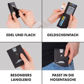 ZNAP® Slim Wallet Credit Card Case | Men's Wallet | Card Holder Wallet | Men's Wallet | Men's Wallet with RFID Protection, Black Smooth, Minimalist