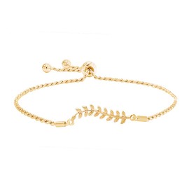 14K Gold Plated 925 Sterling Silver Leaves Bolo Bracelets For Women-7.5", sterling silver