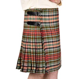 Kilt for Men I Scottish Tartan Premium Polyviscose 8 Yard Traditional Mens Kilt (US, Numeric, 42, 44, Regular, Regular, Gordon Weathered Red)
