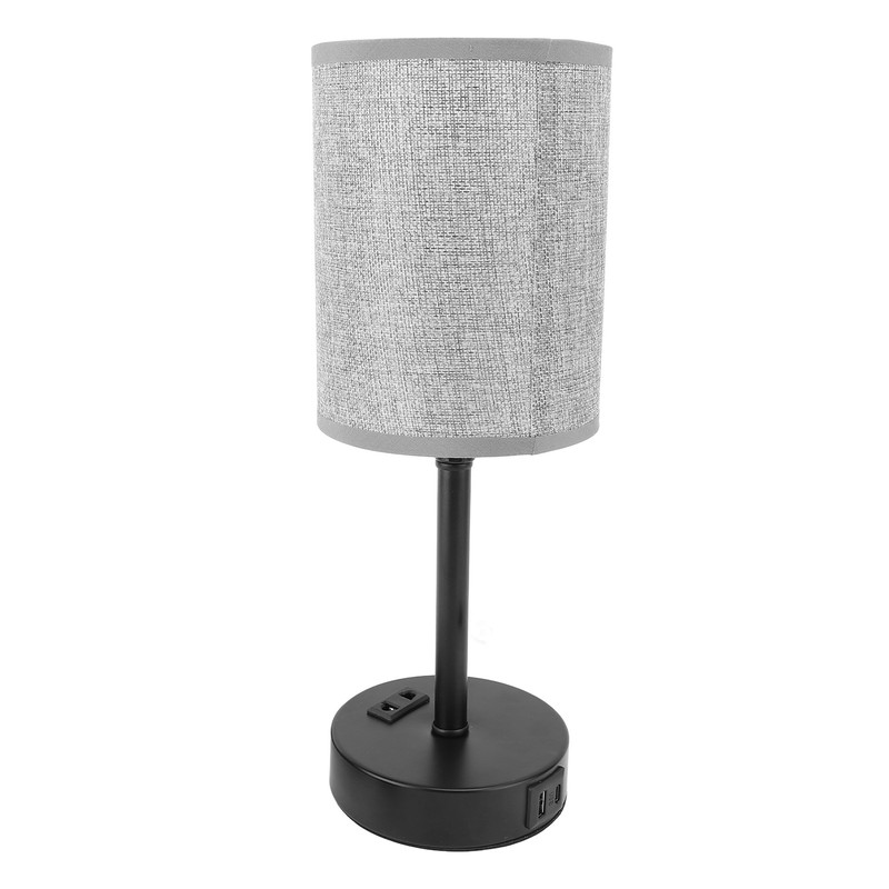 LED Table Lamp Fabric Lampshade USB A and USB C