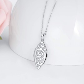 praymos Minimalist Leaf Necklace for Women Girls 925 Sterling Silver Simple Pendant Jewellery for Birthday Anniversary,with Exquisite Gifts Box