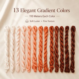 MINGGUXIUYI Natural 100% Silk Thread Handmade Embroidery Thread Floss 1430 Metres 13 Colors(30)